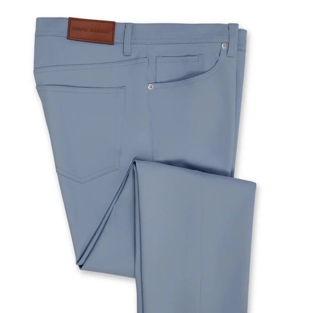 Scott Barber Blue Stretch Performance Straight Fit 5 Pocket Pants
